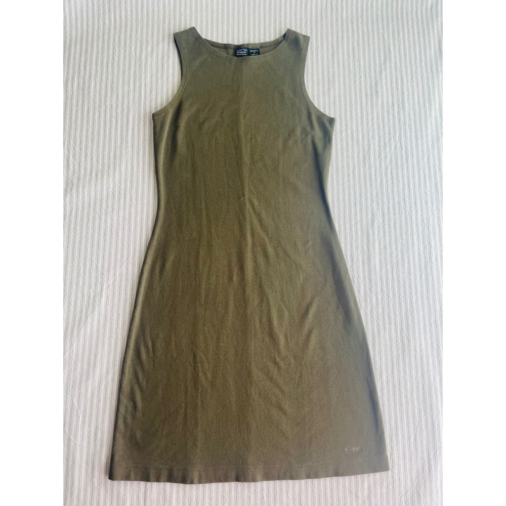 Patagonia Womens Organic Cotton Sleeveless Shift Dress Olive Green Medium M
